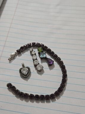 Vintage Sterling Silver 925 Mixed Pendents & Bracelet LOT